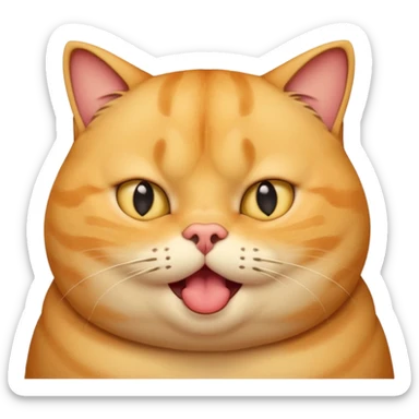 fat yellow confused cat open mouth and question mark signs on his head sticker