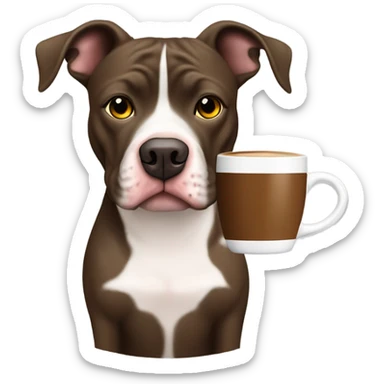 Perro pit bull blanco con mancha café en un ojo  sticker