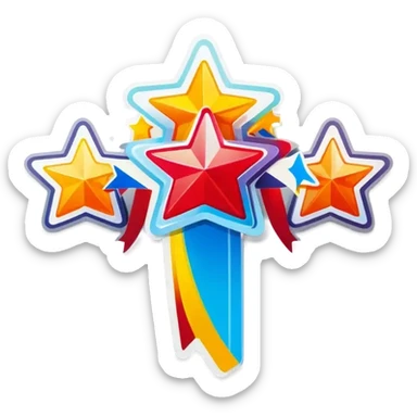 celebration with big five stars in row sticker