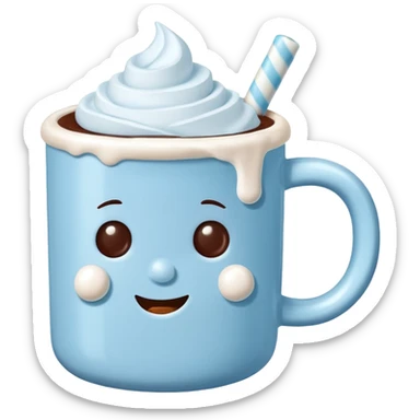 Light blue mug of hot chocolate with marshmallows  sticker