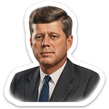 realistic icon of John F. Kennedy, clean and focused, no background sticker