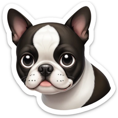 Boston Terrier with no black over left eyes sticker