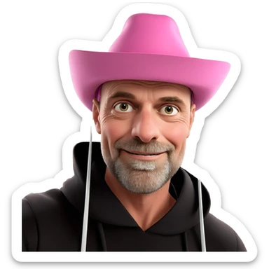 smiling boy in pink hat sticker