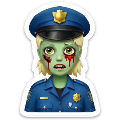 green zombie female police sticker