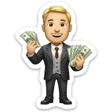 millionaire man with money in his hand sticker