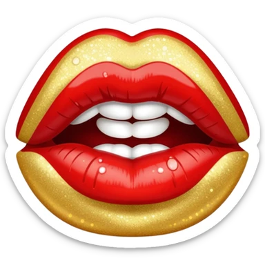 glittery red lipstick kiss mark sticker