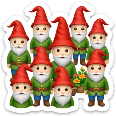 crea un emoji de un jardín de gnomos sticker