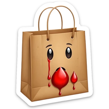 shopping bag brown with blood drops no face sticker