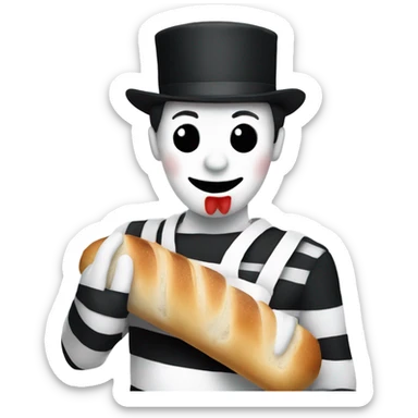 Mime holding a baguette sticker