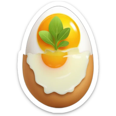 Sunny-side-up egg with sprout on face  sticker