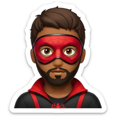 Miles Morales with beard, and eye mask sticker