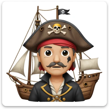 pirate with eye sailing a ship in strom sea background sticker