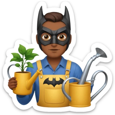 gardener with brown skin and batman mask sticker