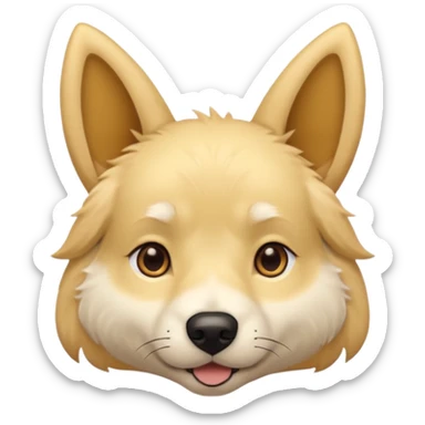 light yellow dog, pointy ears, brown eyes, light brown nose sticker