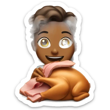 girl eating ham on thanksgiving  sticker