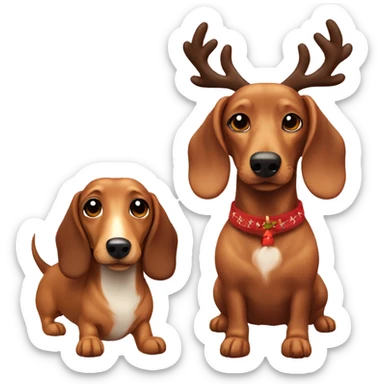 Dachshund and a reindeer custom sticker