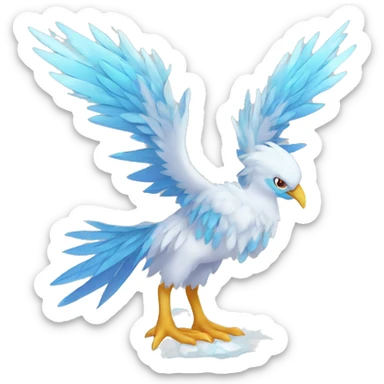 Fantasy legendary godly ice bird Cryo-snow-Phoenix Fakemon full body sticker