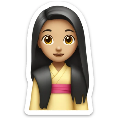 little girl with long hair and an ao dai on sticker