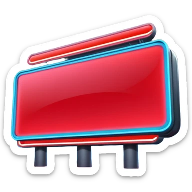 Neon Billboard + red product ad + glow reflection, Street Advertisements. sticker
