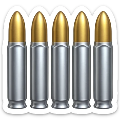 five gun bullets. four of them of one color and the fifth one of another color sticker