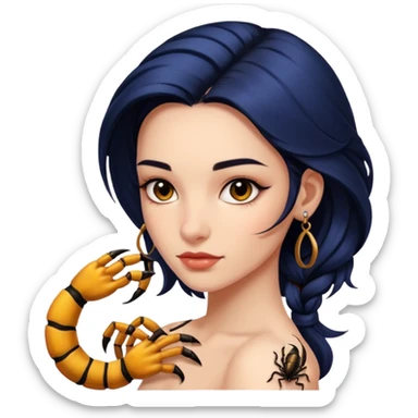 Girl with tattoo, Scorpion zodiac sign. sticker