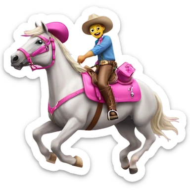 galloping horse with pink cowboy hat and pink accessories  sticker