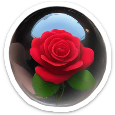 Red rose in a dark shiny glass sphere  sticker