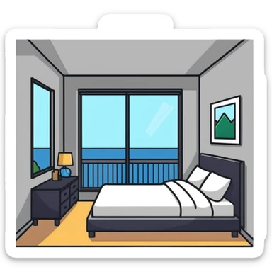 clean minimalist aesthetic bedroom with natural light sticker