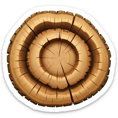 letter w inside the cut piece of a tree trunk with tree rings sticker