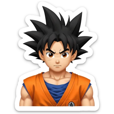 Goku from Dragon Ball Z, spiky black hair, orange gi sticker