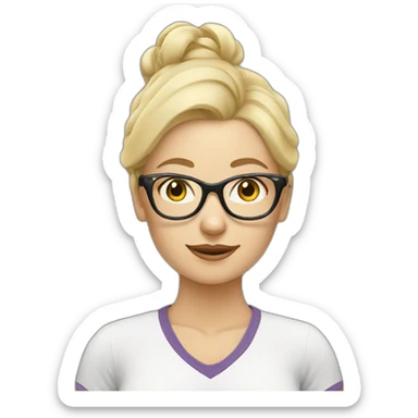 Blonde lady doing yoga wearing glasses  sticker