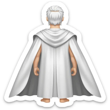 fullbody silverhair god ZEUS, white cape, standing still backview sticker
