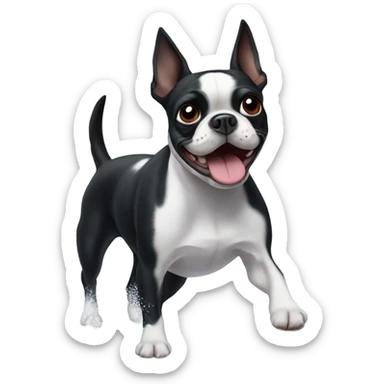 Boston terrier in snow sticker
