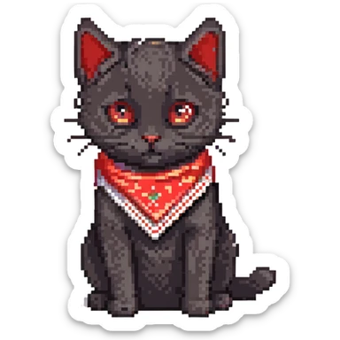 a little black socks cat with two uzis and a red bandana, he's just blasting!
 sticker