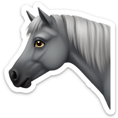 Grey fjord horse with little black shetland pony sticker