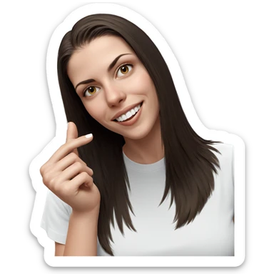 smiling girl in white shirt sticker