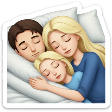 girl with long dark brown hair and pale skin sleeping with a man who is blonde sticker
