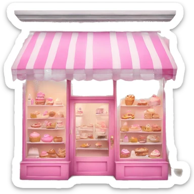 pink bakery, with beauty products in the window instead of pastries, girly sticker