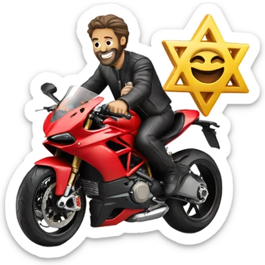 Ducati motorcycle with Jewish person riding it sticker