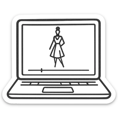 Laptop with Fashion Sketch + Timeline Bar sticker