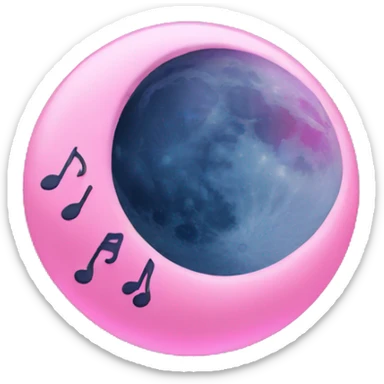 pink moon with music notes sticker
