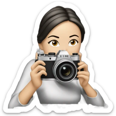 a woman taking a picture of herself with a camera, a microscopic photo by MC Escher, trending on cg society, optical illusion, dslr camera, long lens, high quality photo sticker