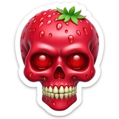 A green skull with strawberry marmalade sticker