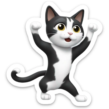 black and white cat dabbing  sticker