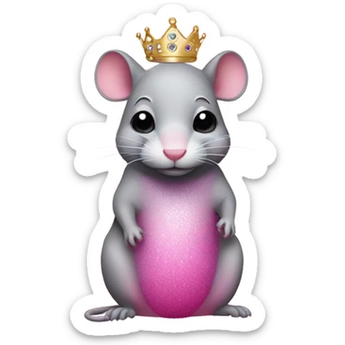 Pink ombre rat with tiara and glitted sticker