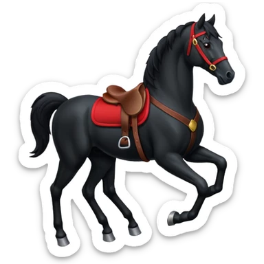 Black horse with red saddle  sticker