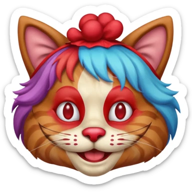 brown cat clown sticker