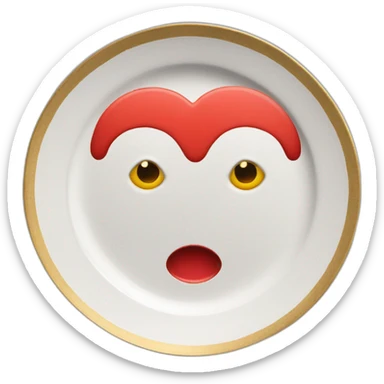 plate with a red heart with eyes drawn on it like “comme de garçons” and also with gold sticker