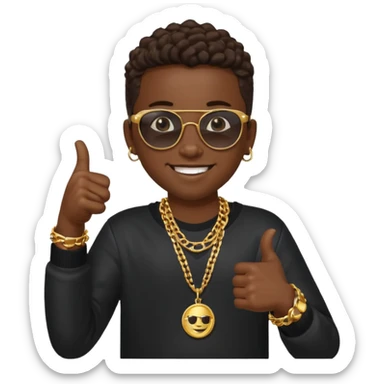 Creat light black kid with this "👍, 👈, 😀, 😎, reaction and make him habesha sticker