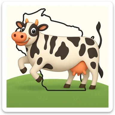 Add the outline of the state of Wisconsin in the background behind the cow and grass field sticker